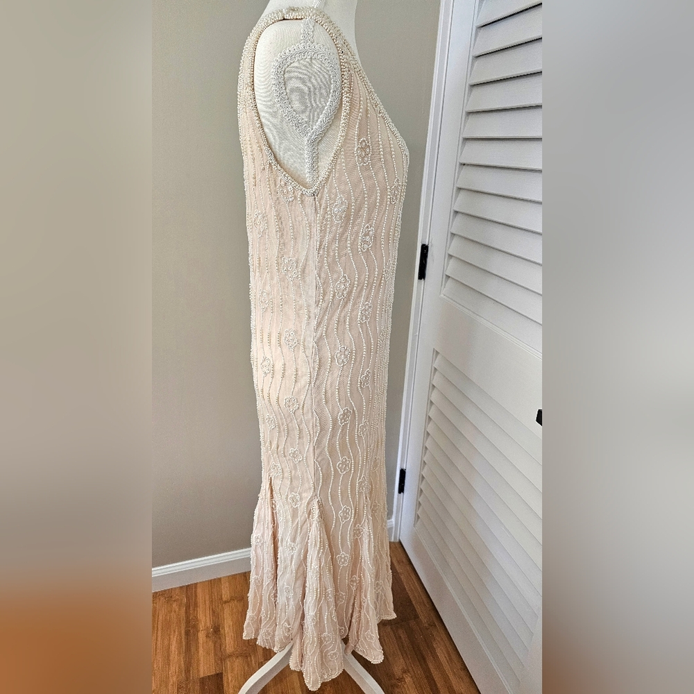 Vintage baby pink Sequin and pearl Maxi dress with gorgeous Mermaid bottom - Picture 5 of 9